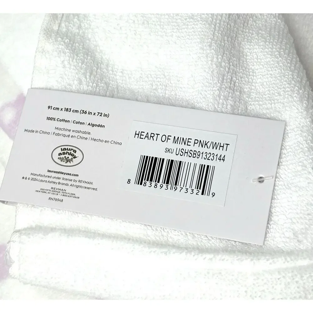 Laura Ashley Pink Bows Beach Towel Pink White 36 x 72